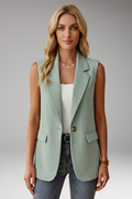 Blazer sans manches pour femmes avec col à revers et poches