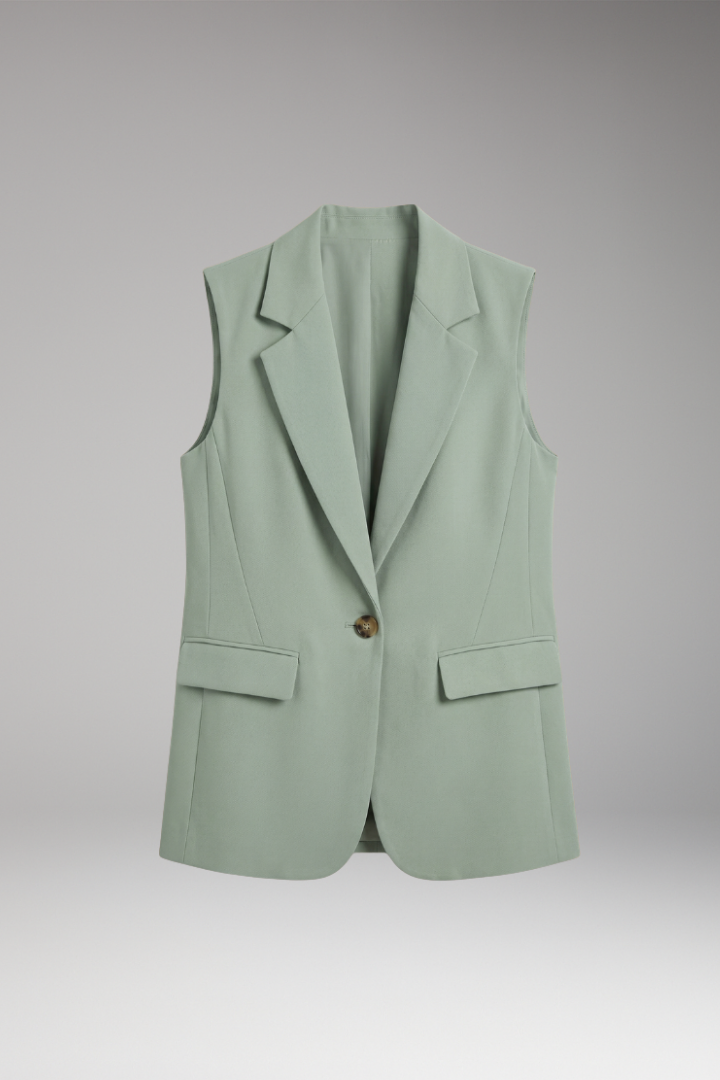 Blazer sans manches pour femmes avec col à revers et poches