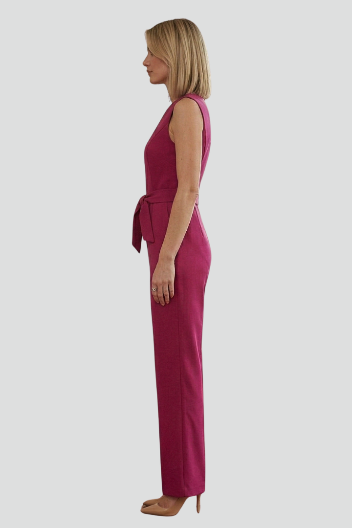 Combinaison sans manches pour femmes avec décolleté en V et taille à nouer