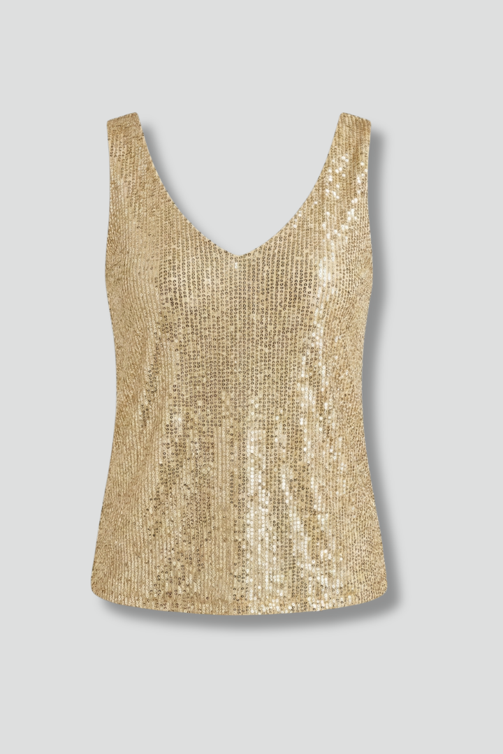 Débardeur sans manches pour femmes avec décolleté en V et surface en sequins
