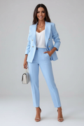 Ensemble de Costume Femme avec Veste Boutonnée et Pantalon Droit
