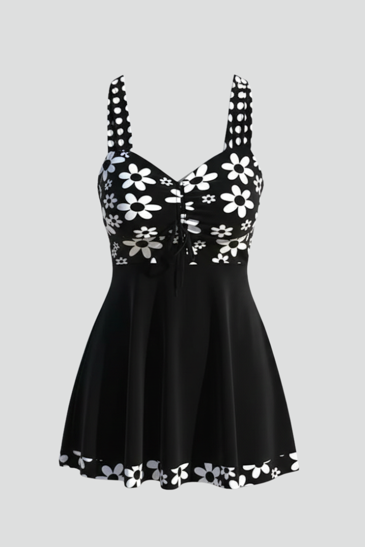 Robe de bain pour femmes avec col halter et surface imprimée
