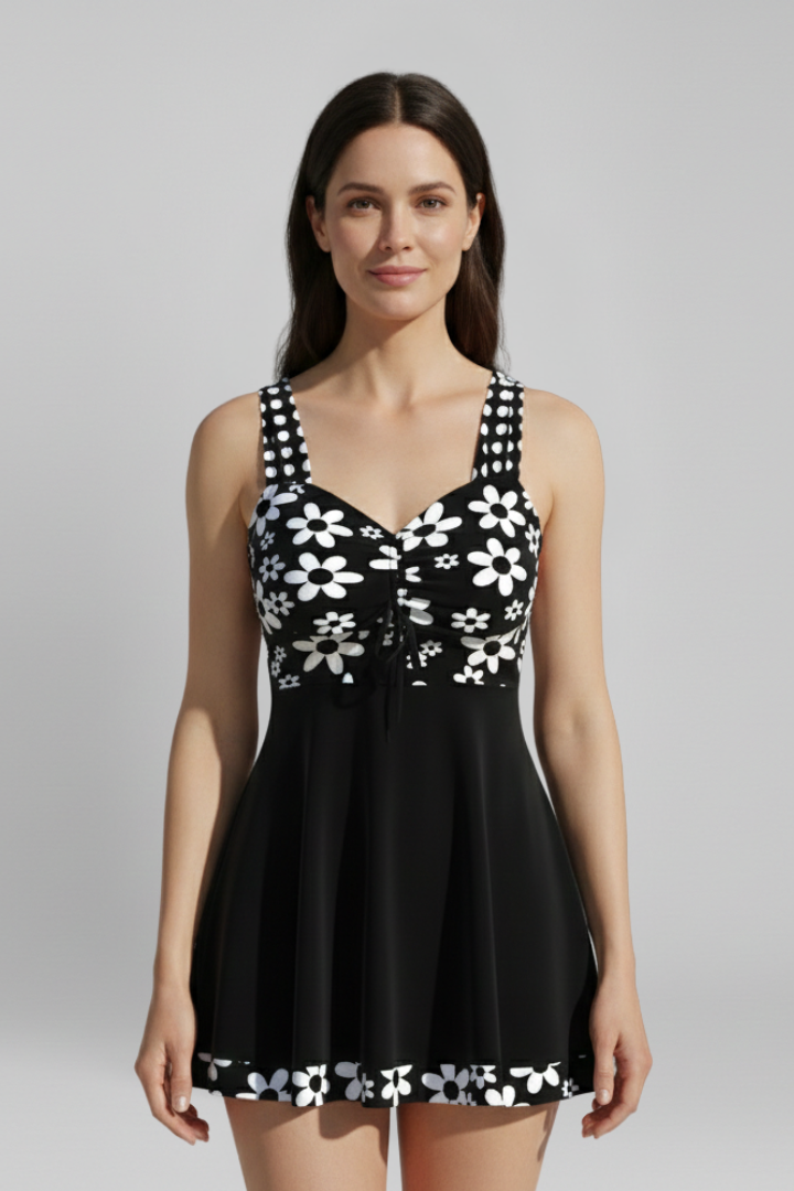 Robe de bain pour femmes avec col halter et surface imprimée