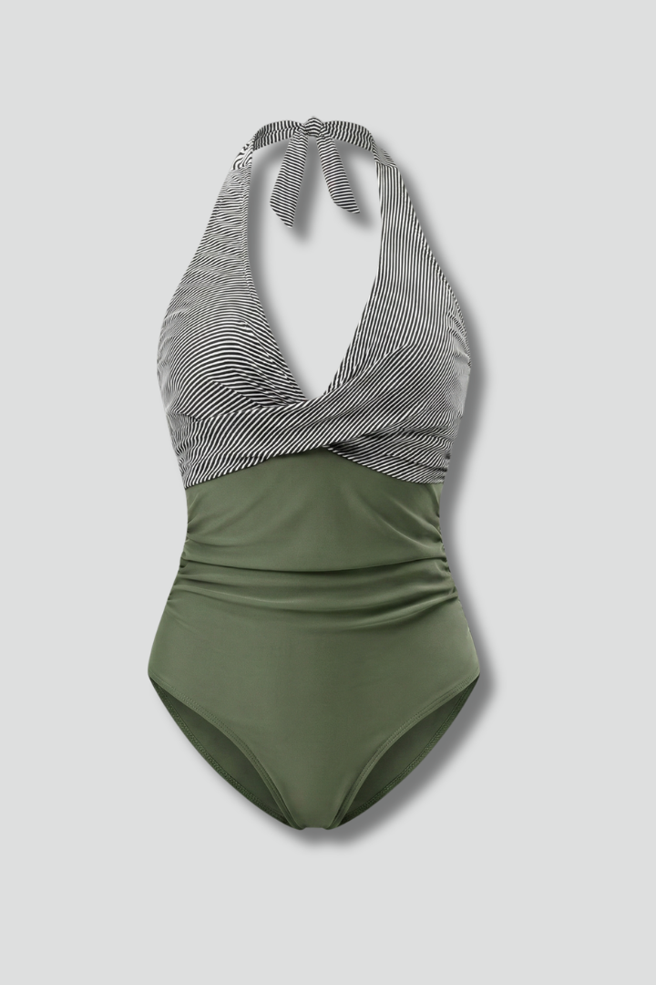 Maillot de bain femme avec col halter et taille haute