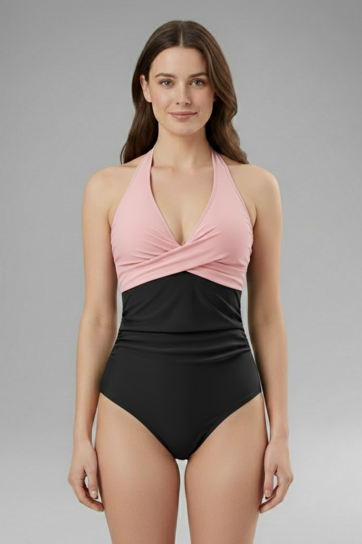Maillot de bain femme avec col halter et taille haute