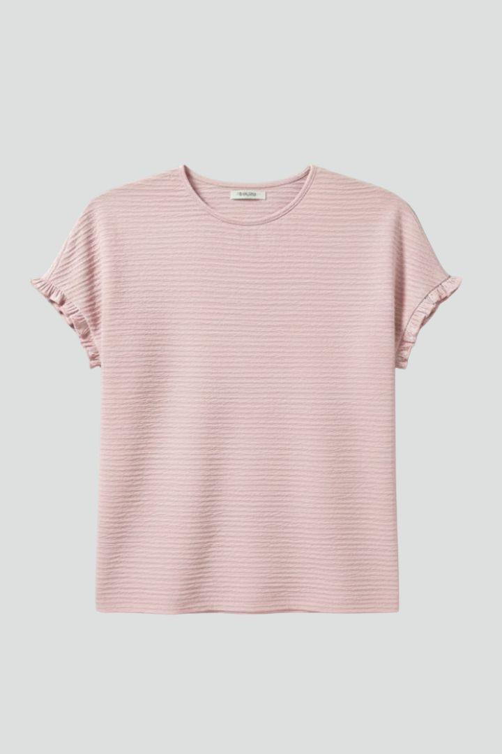 T-shirt pour femmes avec col rond et surface texturée