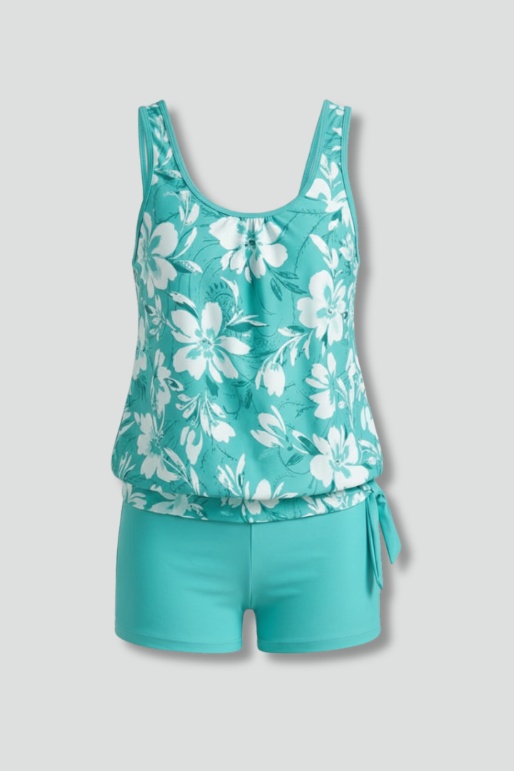 Ensemble de Tankini Imprimé pour Femme avec Shorts de Bain
