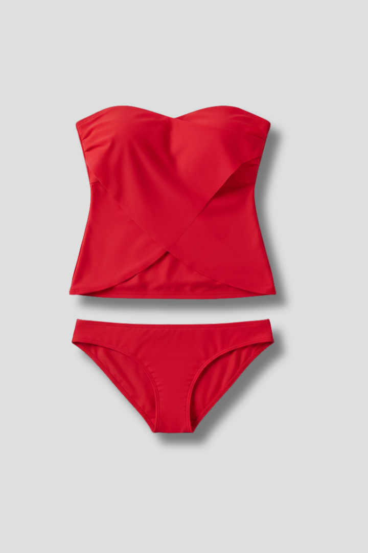 Ensemble de Tankini pour Femmes avec Haut Sans Bretelles et Short