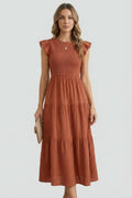 Robe Femme à Volants Décolletée avec Manches Longues