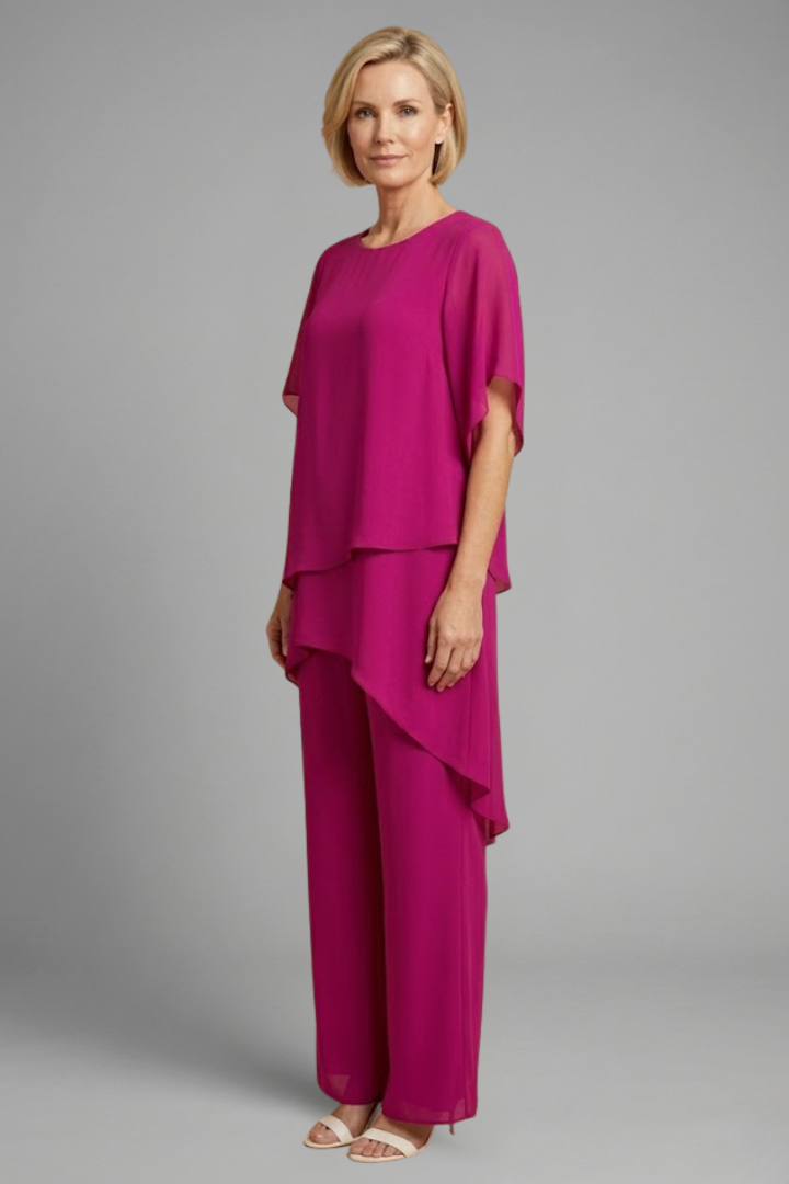 Ensemble Haut et Pantalon pour Femmes avec Ourlet Asymétrique et Jambes Larges