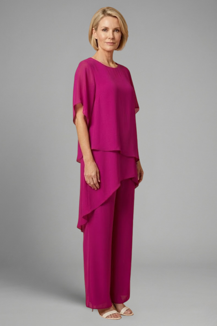 Ensemble Haut et Pantalon pour Femmes avec Ourlet Asymétrique et Jambes Larges