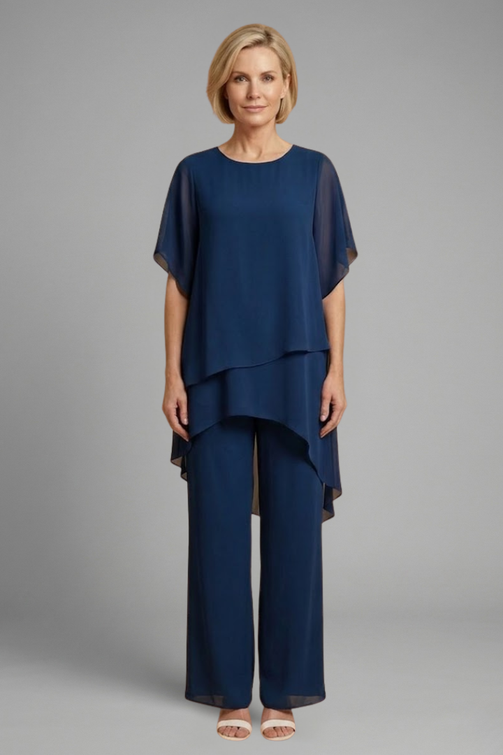 Ensemble Haut et Pantalon pour Femmes avec Ourlet Asymétrique et Jambes Larges