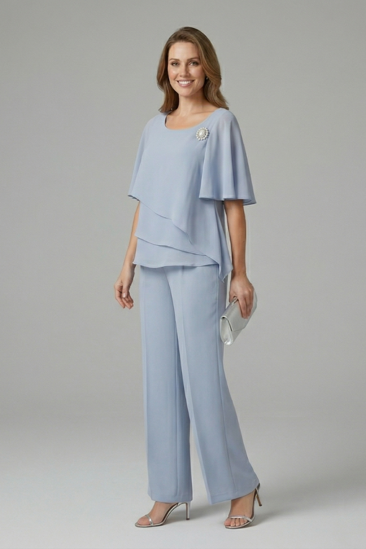 Ensemble Haut et Pantalon pour Femmes avec Haut Superposé et Jambes Droites