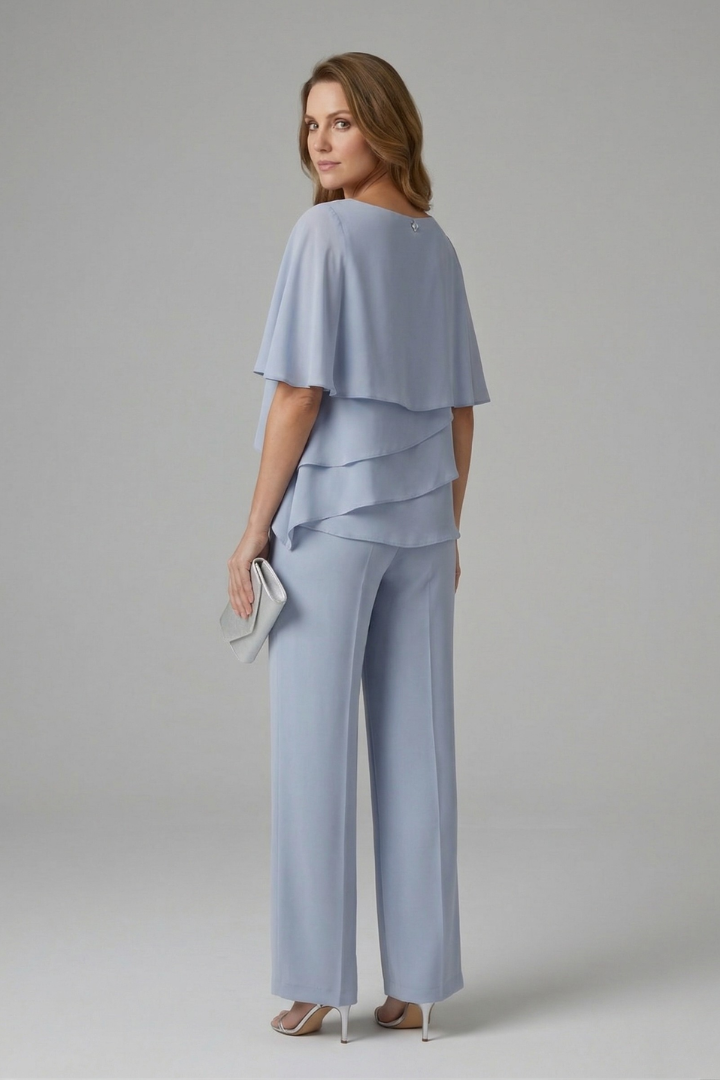 Ensemble Haut et Pantalon pour Femmes avec Haut Superposé et Jambes Droites