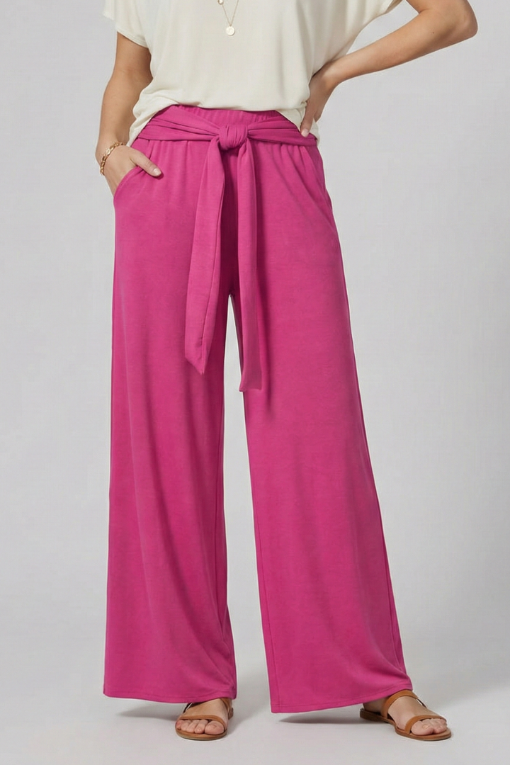 Pantalons pour Femmes avec Taille à Nouer et Jambes Larges