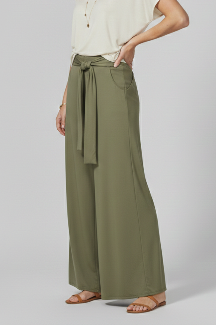 Pantalons pour Femmes avec Taille à Nouer et Jambes Larges