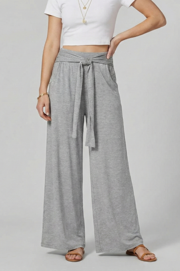 Pantalons pour Femmes avec Taille à Nouer et Jambes Larges