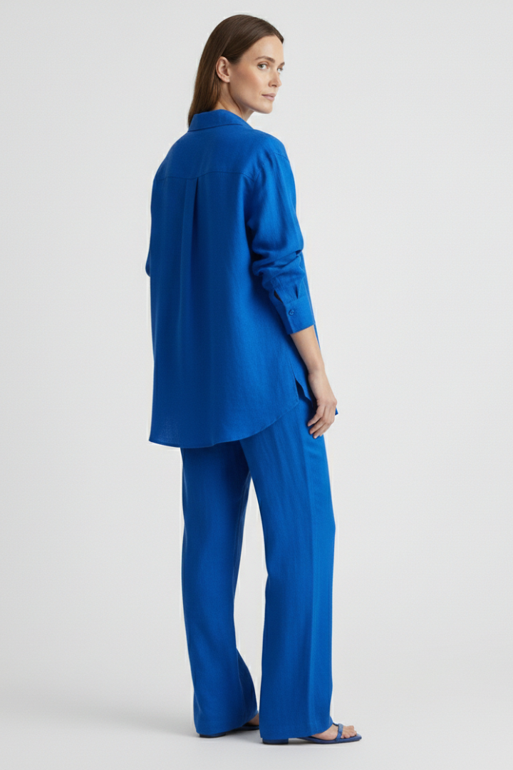 Ensemble Femme Deux Pièces avec Chemise à Boutons et Pantalon Droit