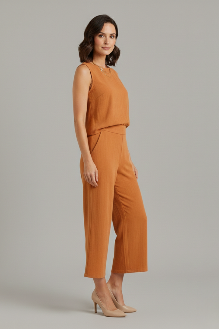 Ensemble Femme Deux Pièces avec Top Sans Manches et Pantalon Court