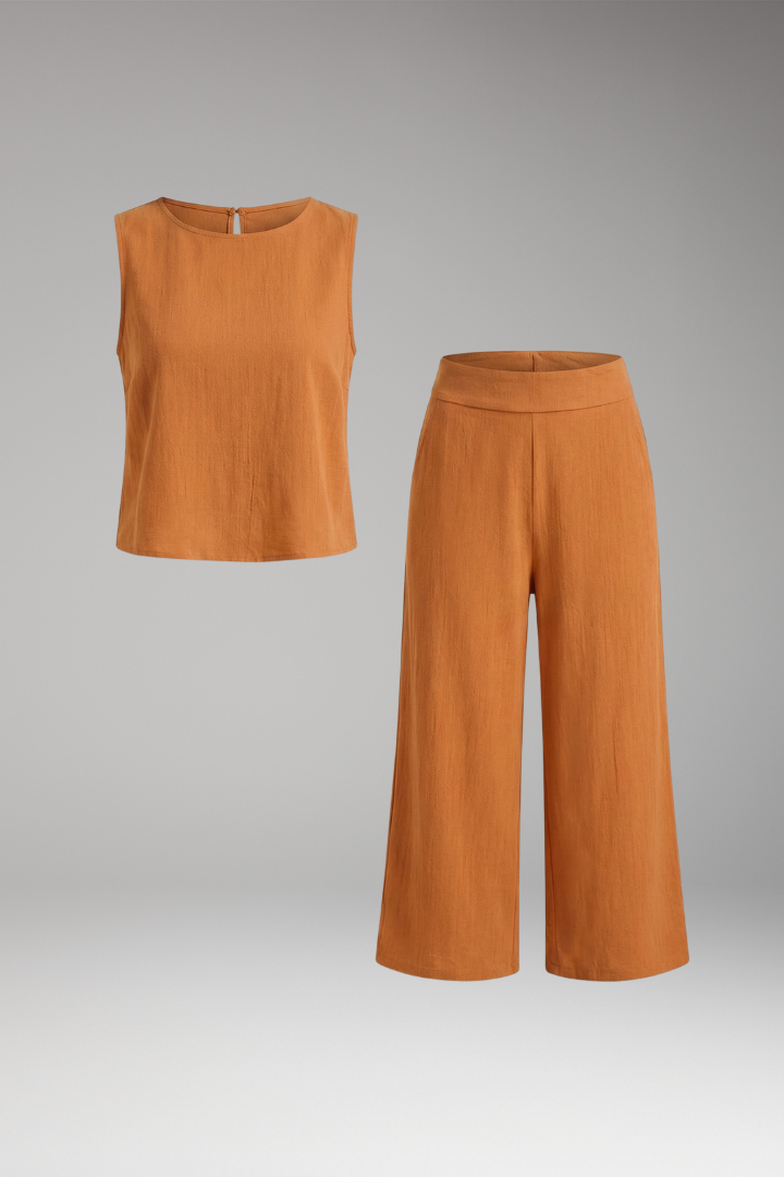 Ensemble Femme Deux Pièces avec Top Sans Manches et Pantalon Court