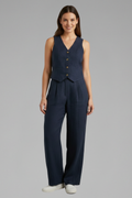 Ensemble Femme Deux Pièces avec Gilet à Col V et Pantalons Amples