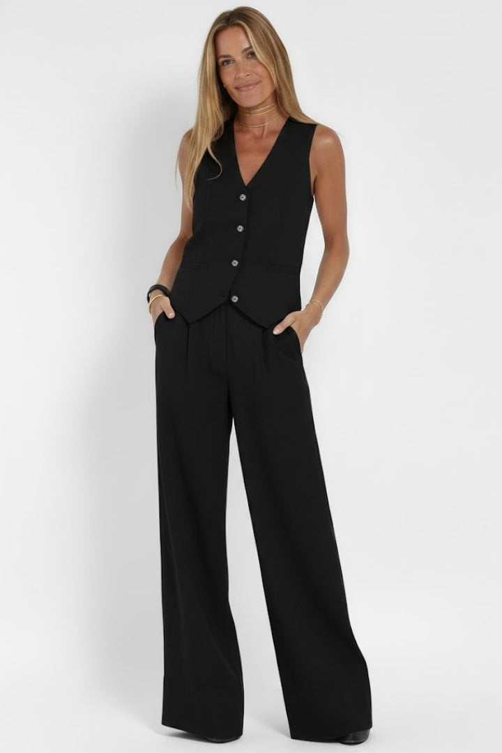 Ensemble Femme Deux Pièces Gilet V-Cou