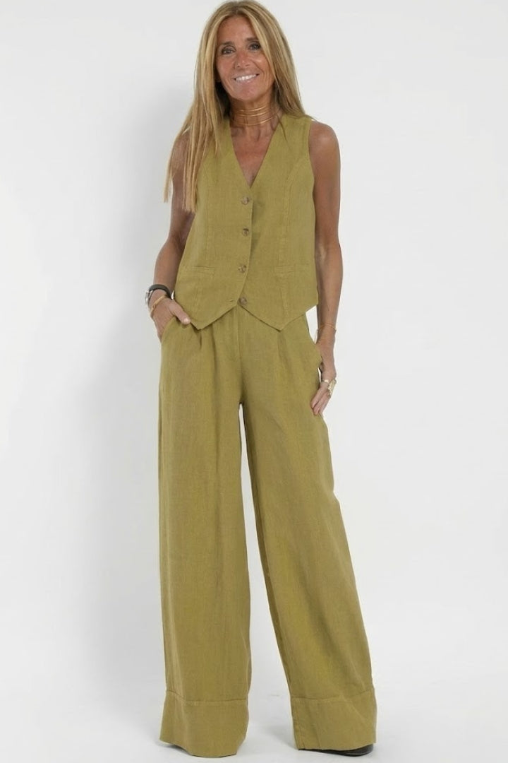 Ensemble Femme Deux Pièces Gilet V-Cou