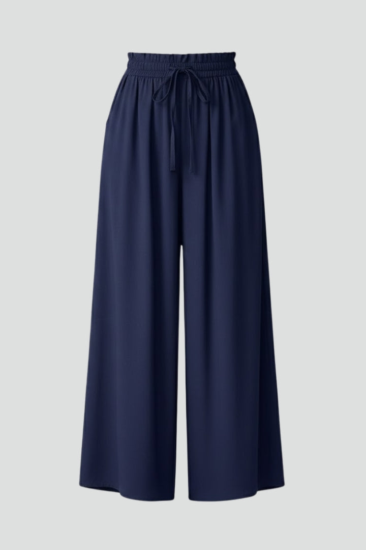 Pantalons larges pour femmes avec taille haute et poches à cordon