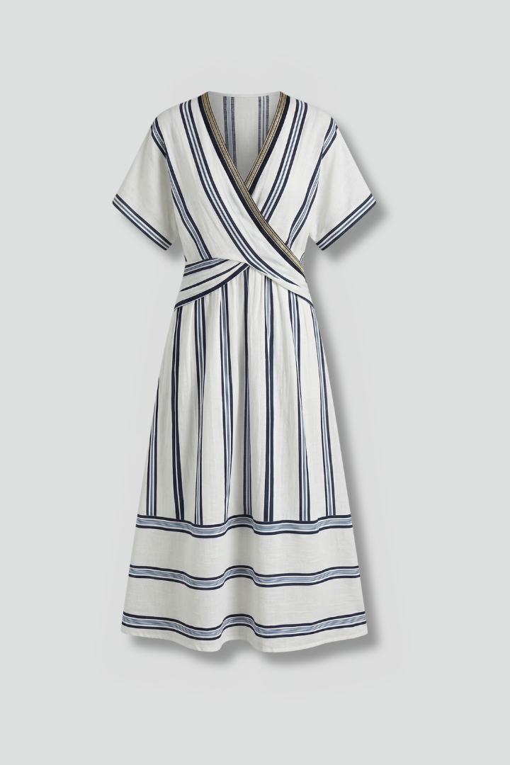 Robe portefeuille pour femmes avec décolleté en V et manches courtes