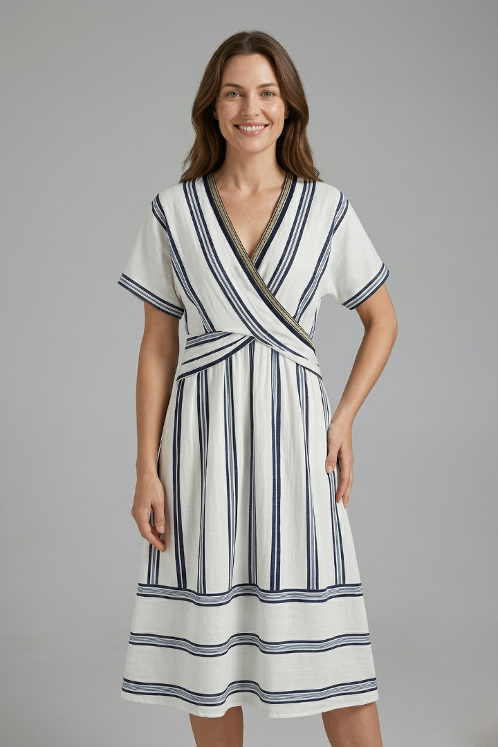 Robe portefeuille pour femmes avec décolleté en V et manches courtes