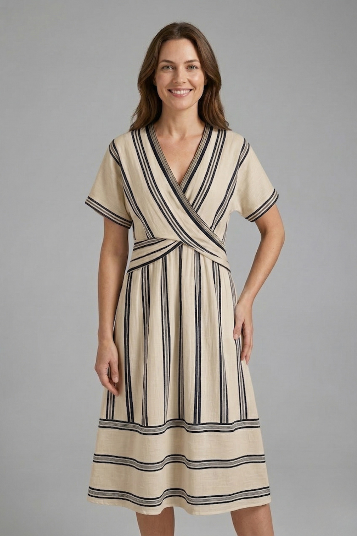 Robe portefeuille pour femmes avec décolleté en V et manches courtes