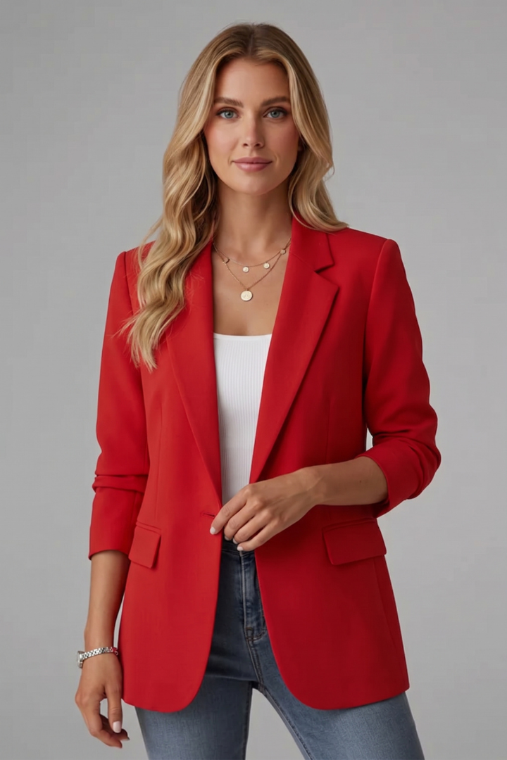 Blazer Femme avec Revers Notch et Bouton Unique