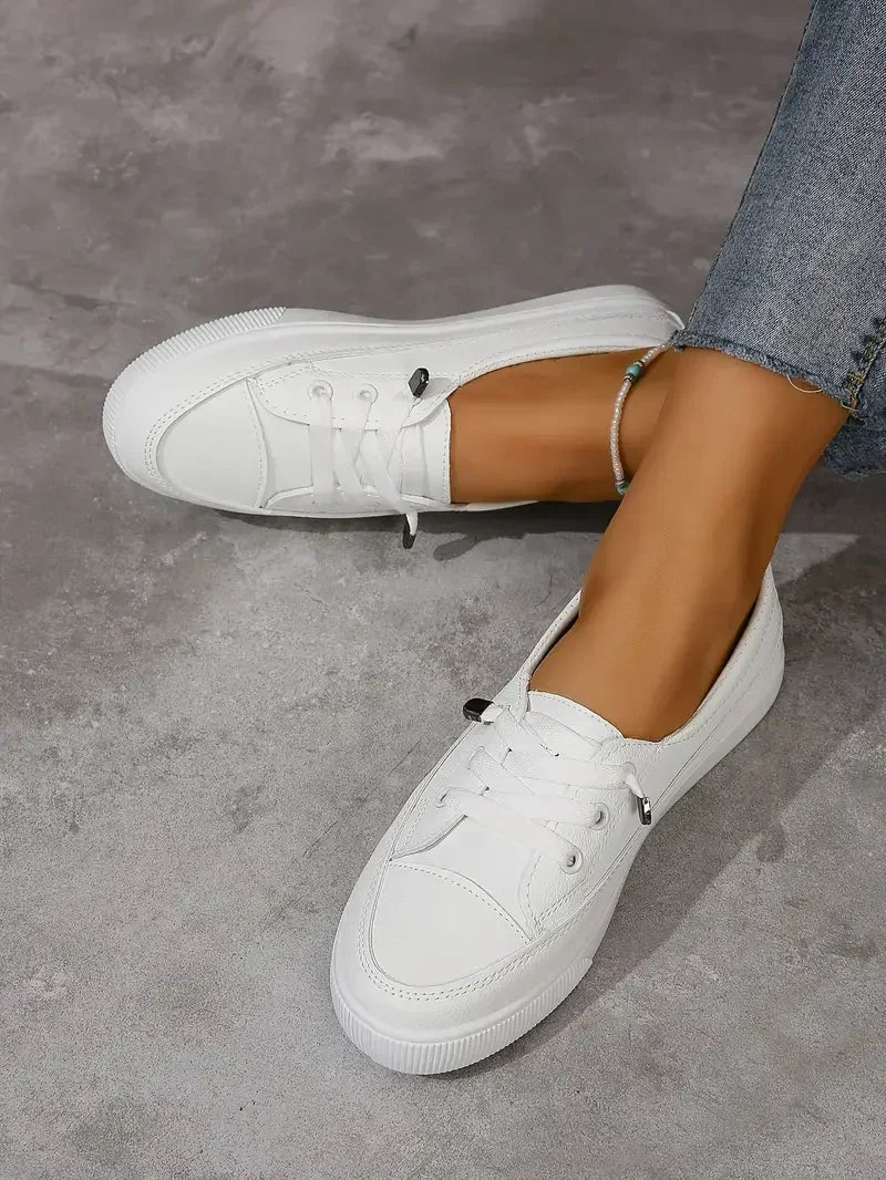 Chaussures Plates à Bout Ronde Décontractées avec Lacets pour Femmes