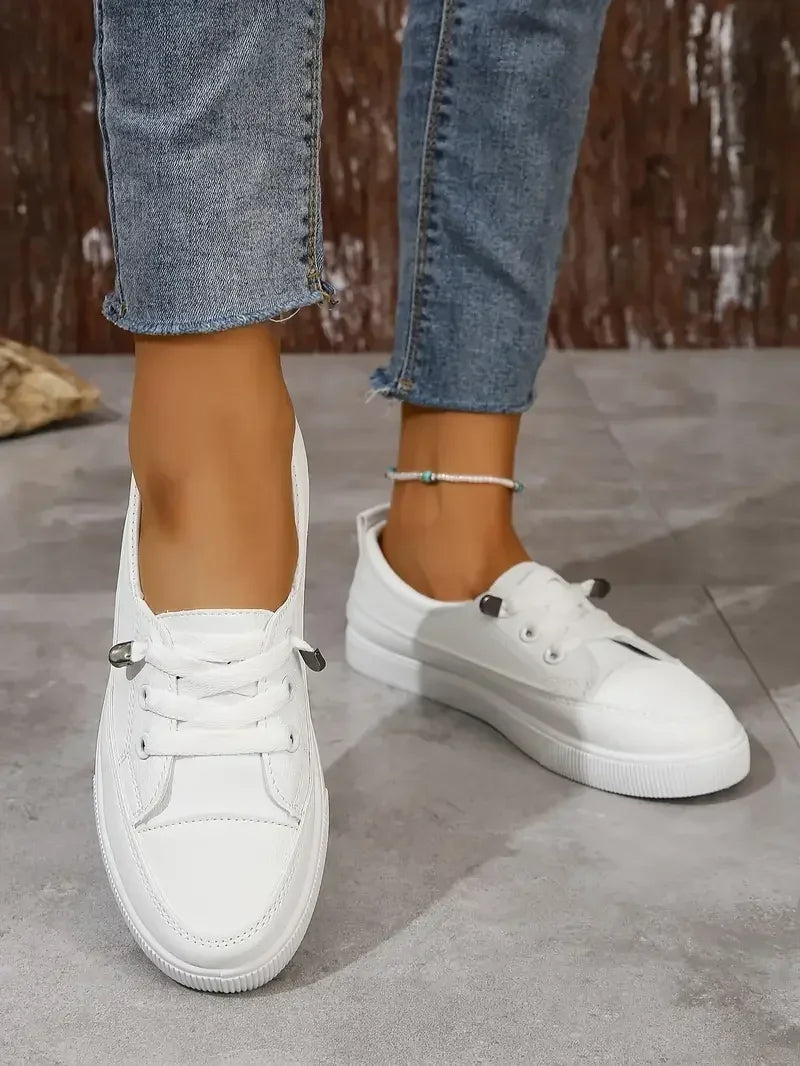 Chaussures Plates à Bout Ronde Décontractées avec Lacets pour Femmes