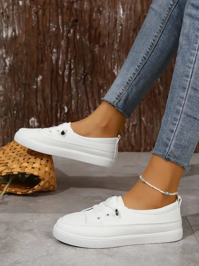 Chaussures Plates à Bout Ronde Décontractées avec Lacets pour Femmes