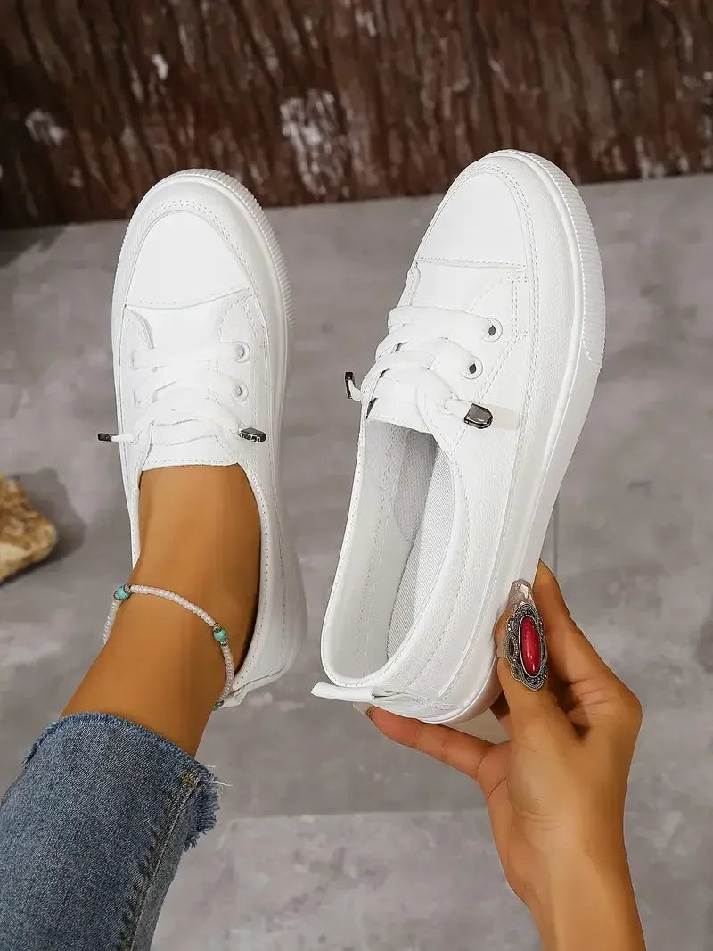 Chaussures Plates à Bout Ronde Décontractées avec Lacets pour Femmes
