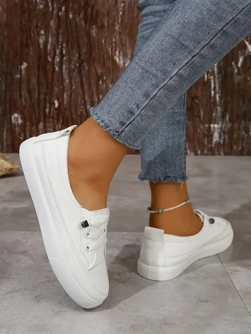 Chaussures Plates à Bout Ronde Décontractées avec Lacets pour Femmes