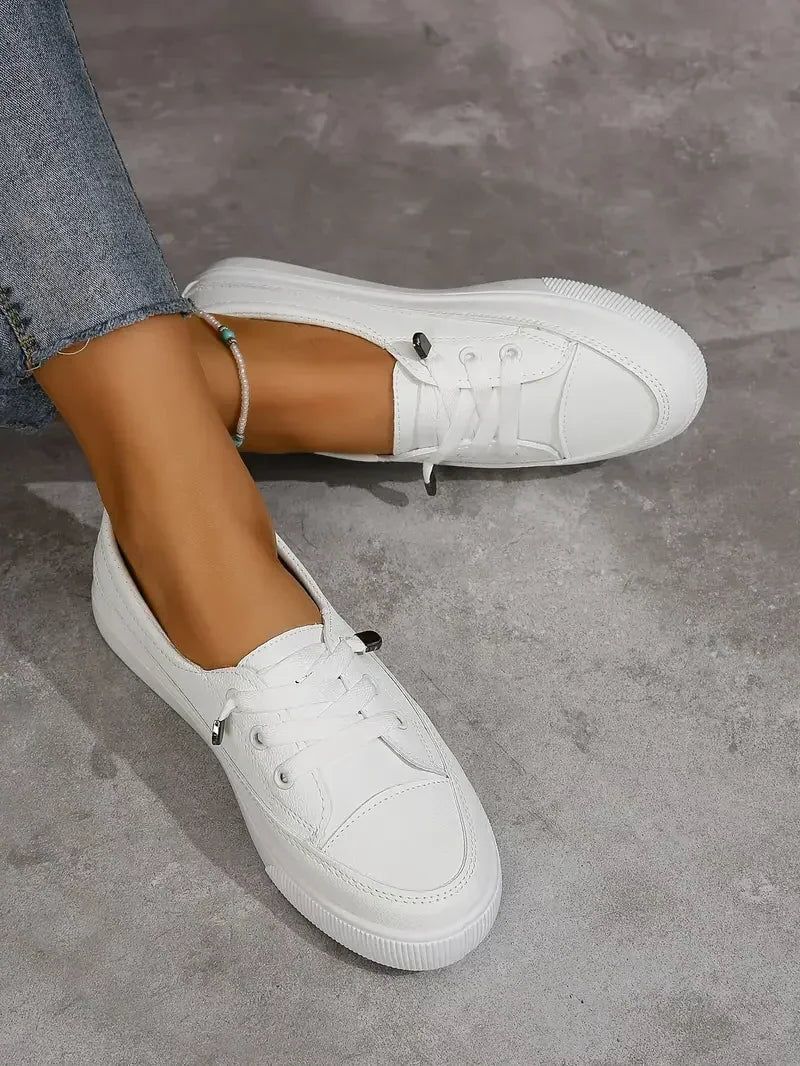 Chaussures Plates à Bout Ronde Décontractées avec Lacets pour Femmes