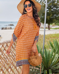 Robe bohème femme | coupe tunique | col en v | pour les vacances