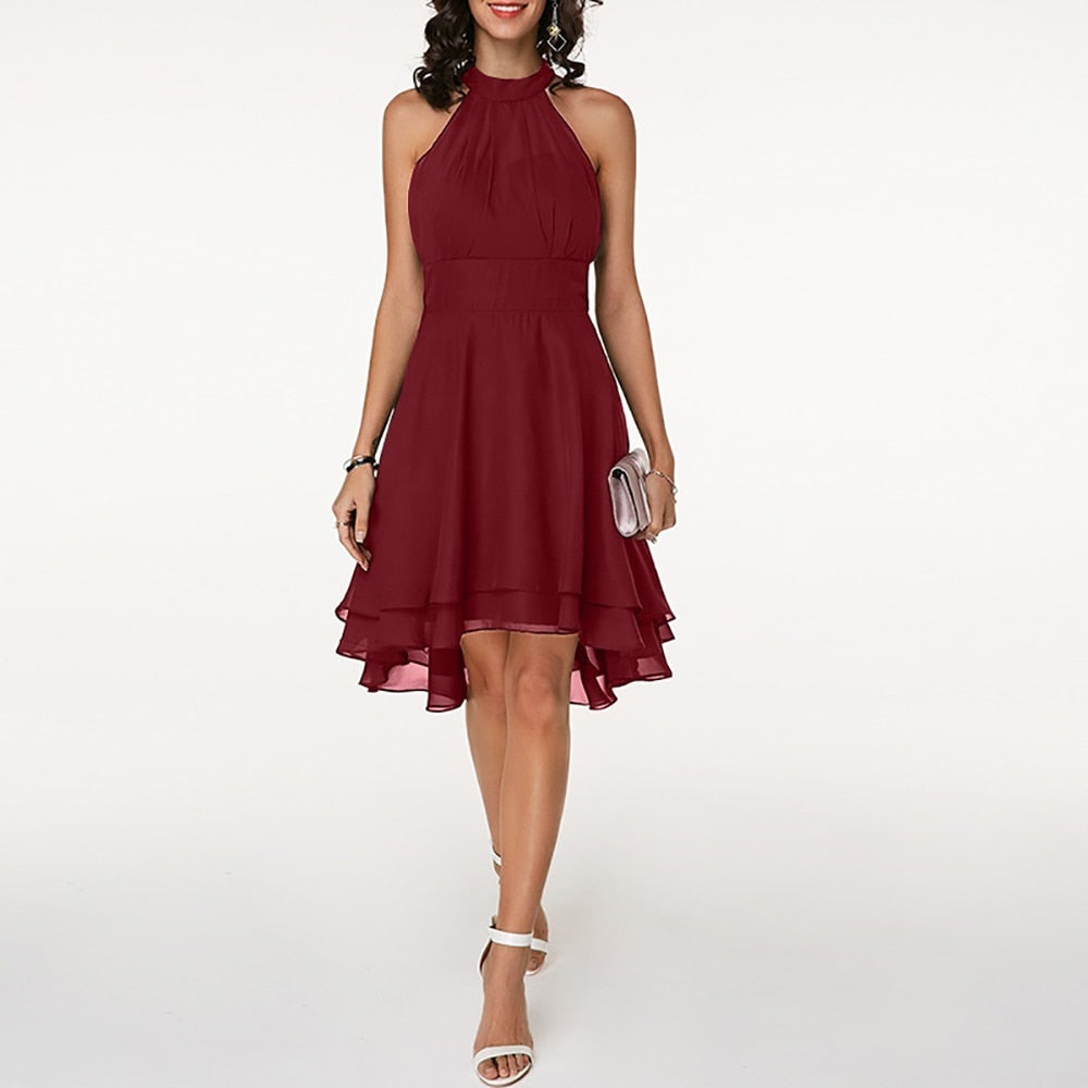 Robe Midi de Cocktail à Dos Nu pour Femmes