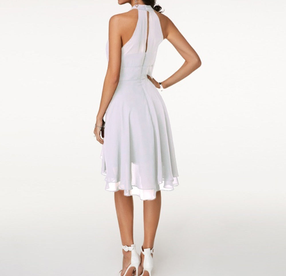 Robe Midi de Cocktail à Dos Nu pour Femmes