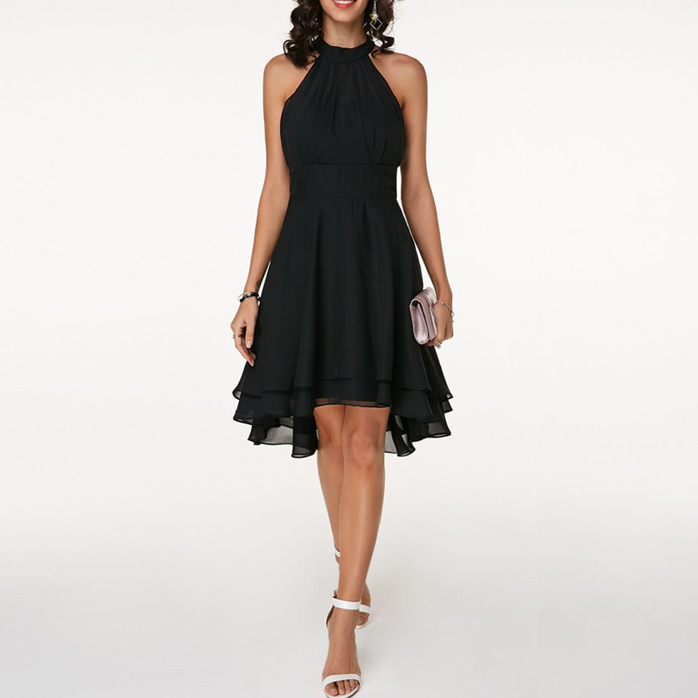 Robe Midi de Cocktail à Dos Nu pour Femmes