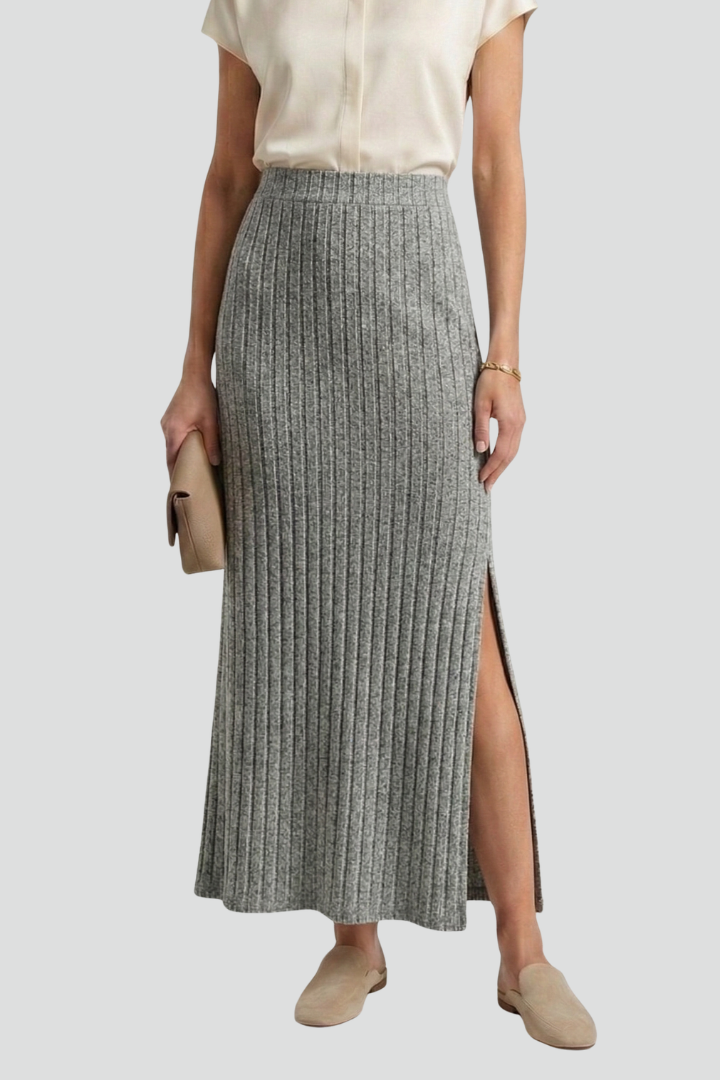 Jupe Maxi Femme Taille Haute avec Fente Latérale