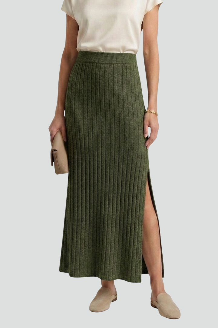 Jupe Maxi Femme Taille Haute avec Fente Latérale
