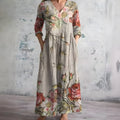 Robe Maxi Fleurie à Col V Flottante d'Été