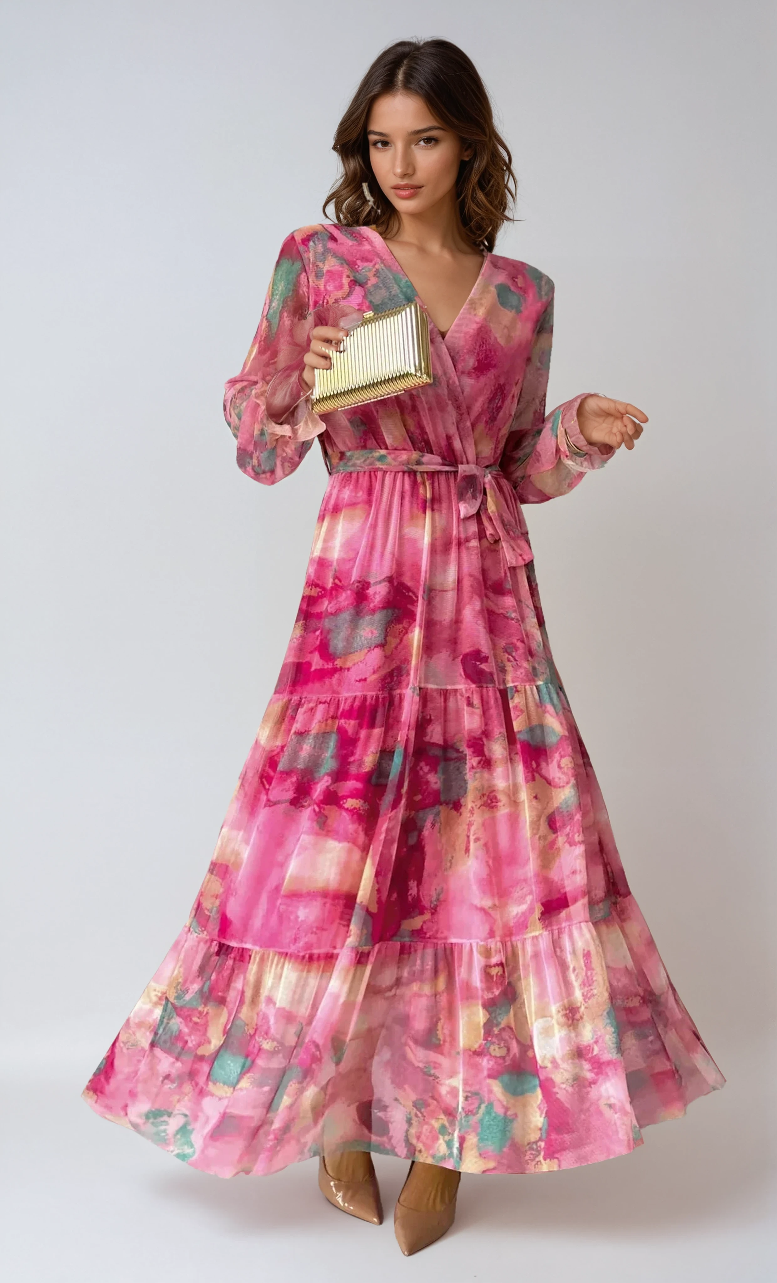 Robe Maxi Évasée Florale pour Soirée d'Été