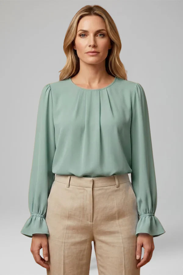Blouse plissée à manches bouffantes pour femmes pour le bureau