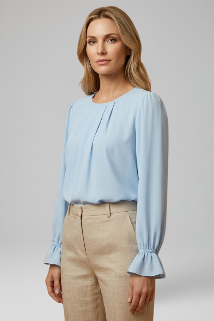 Blouse plissée à manches bouffantes pour femmes pour le bureau