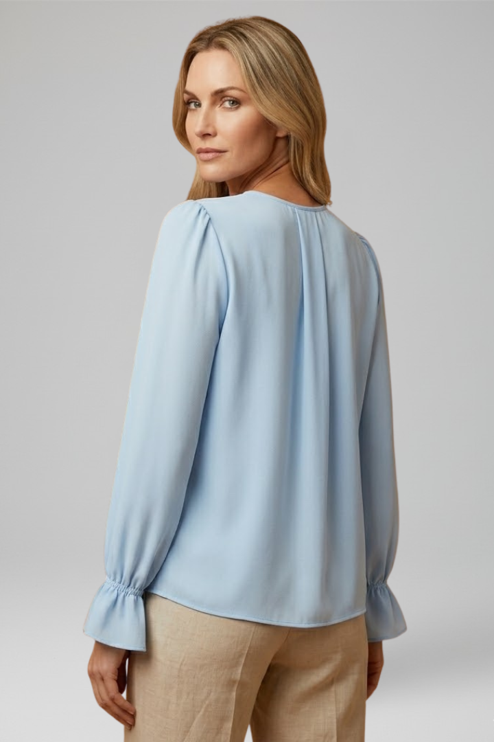 Blouse plissée à manches bouffantes pour femmes pour le bureau