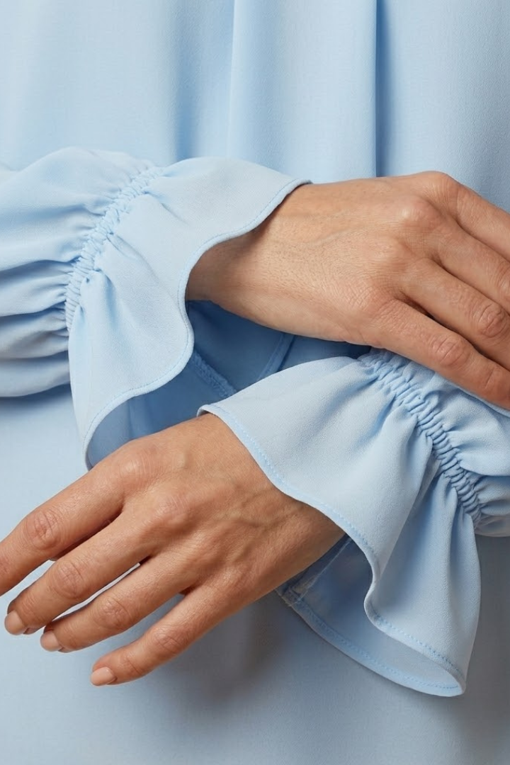 Blouse plissée à manches bouffantes pour femmes pour le bureau